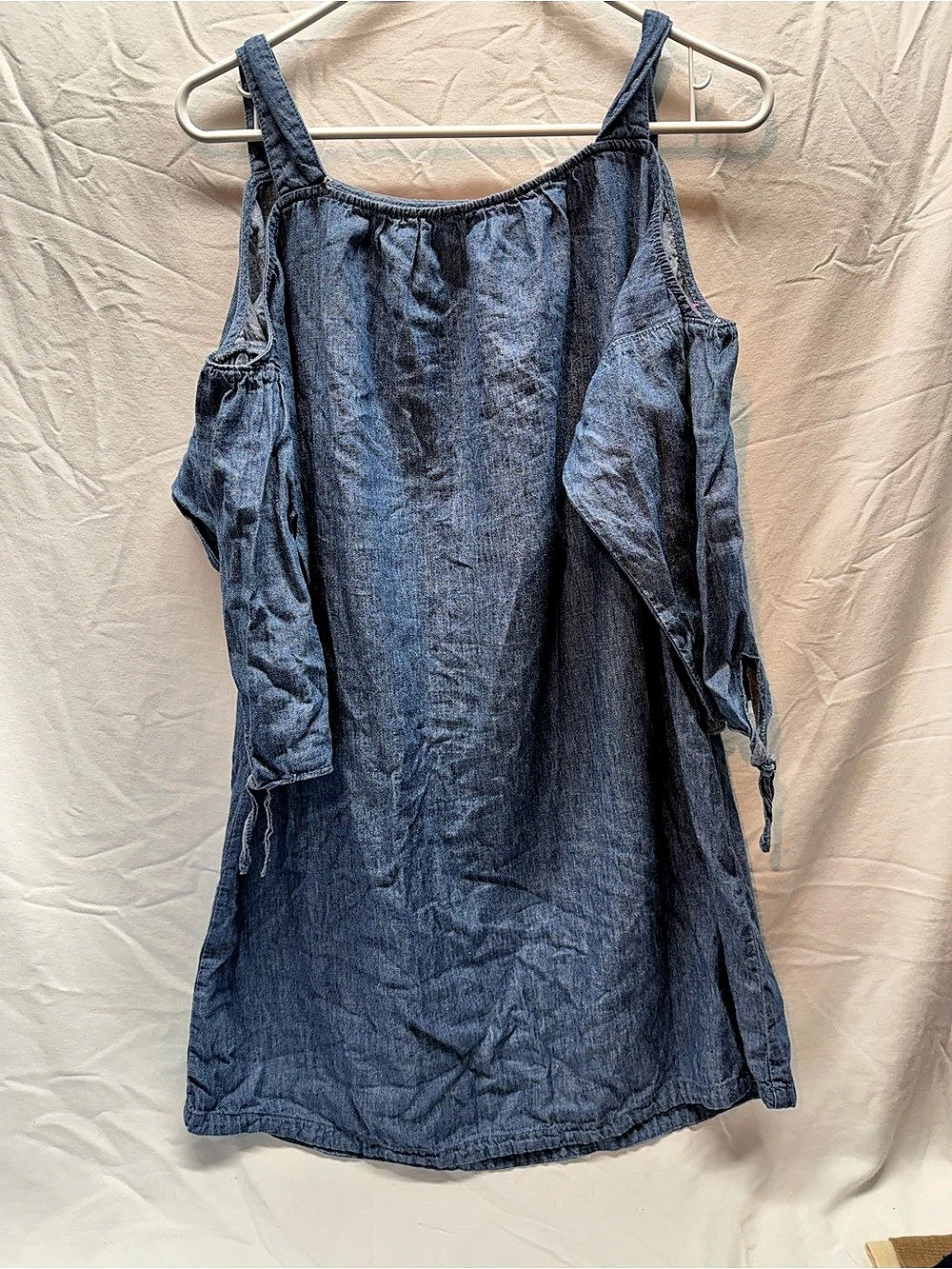Madewell Chambray Cold Shoulder Linen Cotton Dress Blue M G2561